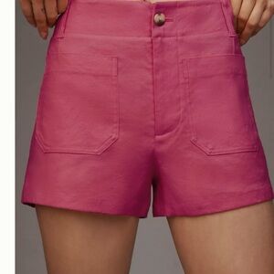 Anthropologie Maeve Size 32 Colette High Waist Linen Shorts Pink New